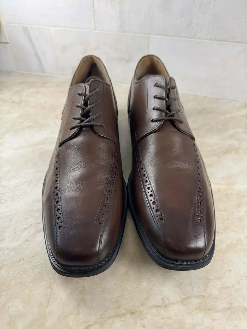 Stacy Adams Mens Brown Leather Oxford Dress Shoes Brogue 11.5 M 20177